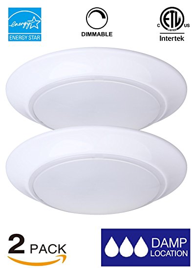 LIT-PaTH, 2-Pack 7.5 Inch Dimmable LED Ceiling Light, 11.5W to Replace 75W Traditional Lighting Fixture, 800 Lumen, Rated for ETL and Energy Star(3000K-Warm White)