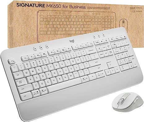 Logitech Signature MK650 Combo for Business, Wireless Mouse and Keyboard, Logi Bolt, Bluetooth, SmartWheel, Globally Certified, Windows/Mac/Chrome/Linux - Off-White