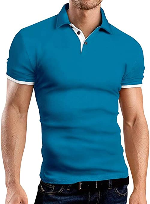KUYIGO Men's Long Sleeve Polo Shirts Casual Slim Fit Basic Designed Cotton Shirts