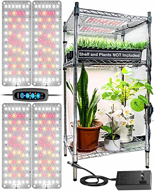 DOMMIA Grow Lights DS500 Pro, Full Spectrum 50W(500W Equiv)LED Plant Light for Indoor Plants. 3 Spectrum Modes, Dimmable, Timer, Durable Aluminum Ultra-Thin with 288 LEDs. Idea for Indoor Garden