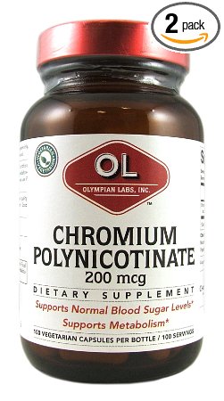 Olympian Labs Chromium Polynicotinate, Chromemate, 200mcg (Pack of 2)