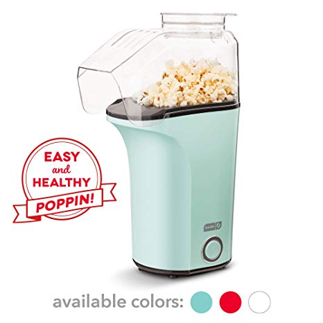 DASH DAPP150V2AQ04 Hot Air Popcorn Popper Maker with Measuring Cup to Portion Popping Corn Kernels   Melt Butter Makes 16C Aqua