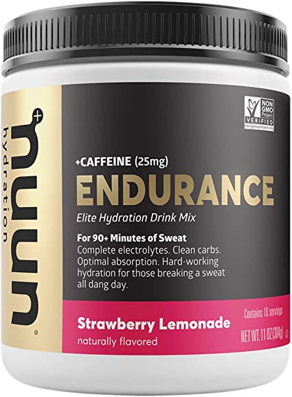 Nuun Endurance Hydration Drink Mix - Canister Strawberry Lemonade w/Caffeine, 16 Servings