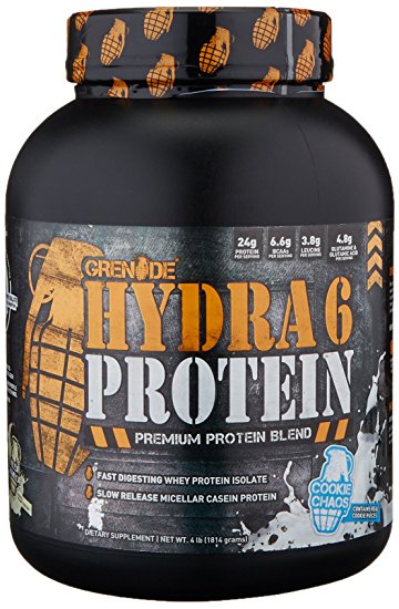 Grenade Hydra 6, 50% Whey Isolate and 50% Casein. The World's First Ultra Premium Slow/Fast Protein Blend, Cookie Chaos, 4 Pound