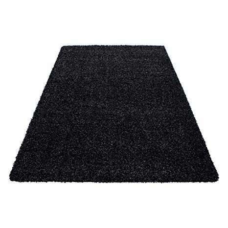 SMALL - EXTRA LARGE SIZE THICK MODERN PLAIN NON SHED SOFT SHAGGY RUGS CARPETS RECTANGLE & ROUND CARPETS COLORS ANTHRACITE BEIGE BROWN CREAM GREEN GREY LIGHTGREY PURPLE RED TERRA NAVY RUGS, Size:120 cm Round, Color:Anthracite