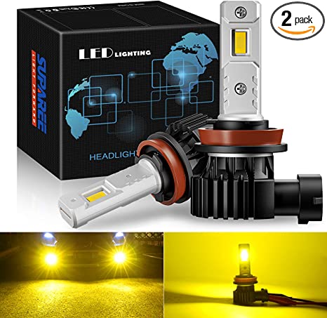 SUPAREE H11 H8 H16 LED Fog Light Bulbs 3000K Yellow LED Fog Light Bulbs Non-polarity Halogen Replacement, 300% Super Bright 12000LM Pack of 2