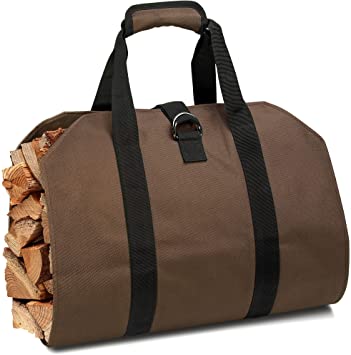 Delxo Firewood Carrier Log Tote Bag Indoor 39"x18" Firewood Totes Holders Fire Wood Carriers Carrying for Outdoor Waxed Durable Wood Tote Fireplace Stove Accessories