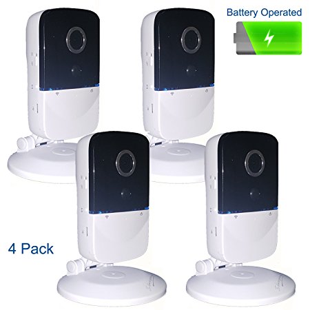 Solo Rechargeable Wire-Free HD WiFi Network Security Camera, Plug/Play with 2-Way Audio and Day Night Vision Camera 4 Pack C3304PK