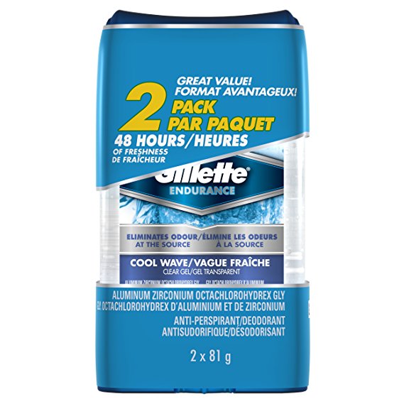 Gillette Cool Wave Clear Gel Men’s Antiperspirant & Deodorant 81 g each, 2-Pack