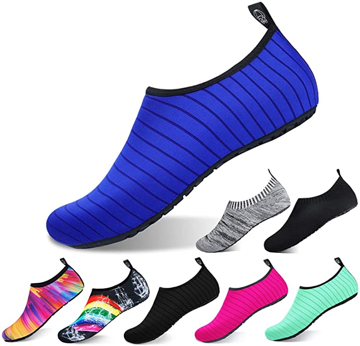 semai Water Shoes Quick-Dry Swimming Socks, Non-Slip Soft Beach Shoes Barefoot Water Sports Shoes Breathable Aqua Socks for Women Men Kids, Elastic Easy-fit Footwear for Beach Swimming Yoga Diving