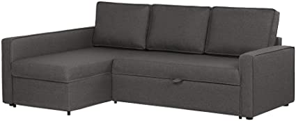 South Shore Live-It Cozy Interchangeable Sectional Sofa-Bed with Ottoman, Charcoal Gray