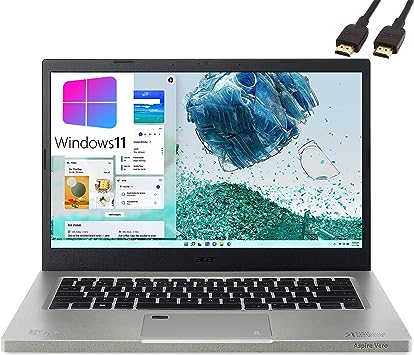 Acer 2023 Aspire Vero AV14 14" FHD Laptop Computer, 12th Gen Intel 10-Core i7-1255U, 16GB DDR4 RAM, 2TB PCIe SSD, WiFi 6, Bluetooth 5.1, Backlight KB, Fingerprint Reader, Windows 11, BROAG HDMI Cable