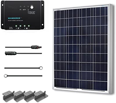 Renogy 100 Watts 12 Volts Polycrystalline Solar Starter Kit w/ 100w solar panel,30A Charge Controller, 8ft 10AWG Tray Cables,Solar Adaptor Kit