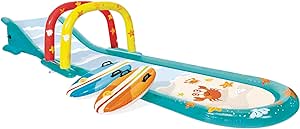 INTEX Inflatable Surfing Fun Slide: Includes Two Inflatable Surf Riders – Built-in Water Sprayer – 221" x 54" x 39" – Ages 6