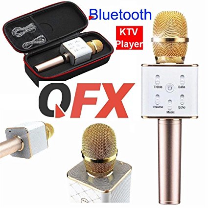 QFX Upgraded Wireless Portable Karaoke Microphone, Built-in KTV Bluetooth Speaker Player for iPhone Android Apple PC or Smartphone