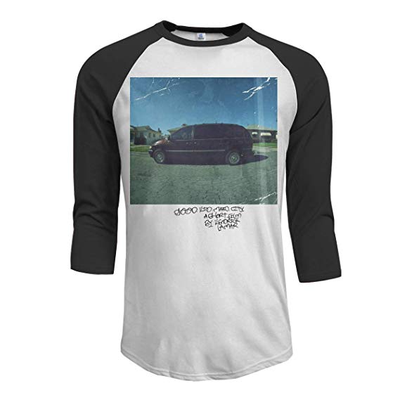 MarshallD Men's Kendrick Lamar Good Kid M.a.a.d City 3/4 Sleeve Raglan Baseball T-Shirts Black