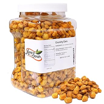 Anna and Sarah Crunchy Corn- Roasted and Salted Corn Nuts-Natural Cravings - Original Toasted Corn Kernels Crunchy Snack in Reuseable Jar, 14 oz