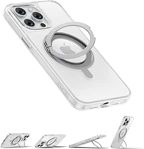 Anker Ultra Magnetic for iPhone 13/14 Case with Sturdy 360° Ring Stand, Military-Grade Shockproof iPhone 13/14 Kickstand Compatible with MagSafe(Clear)