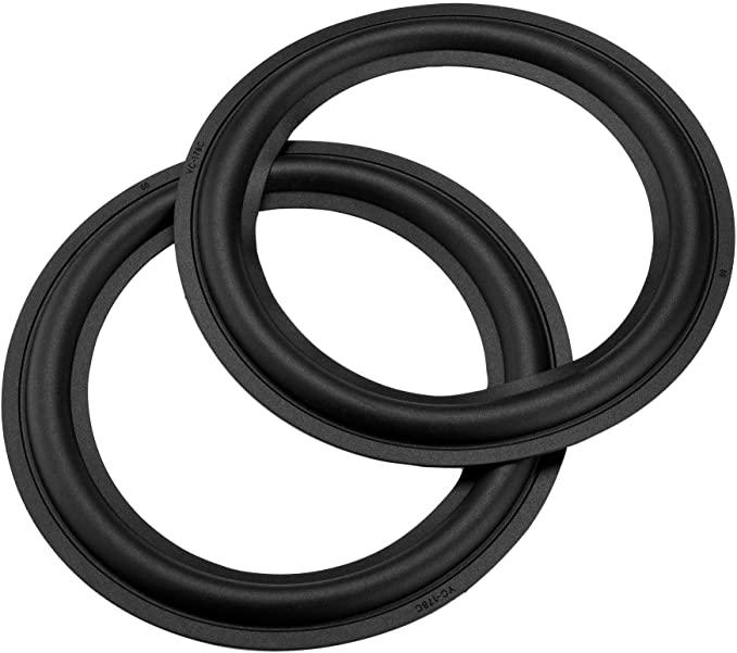 Bluecell 2pcs Black Color 8” Rubber Speaker Edge Surround Rings Replacement Parts for Speaker Repair or DIY (8")