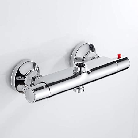 Thermostatic Shower Mixer Bar Chrome Wall Mounted Mixer Valve Anti Scald Tap Constant Temperature Hot Cold Water Mixer Bathroom Accessory Constant Temperature