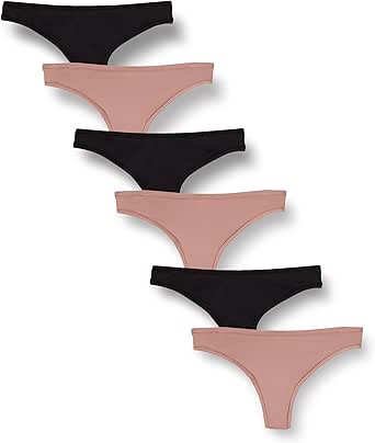 Amazon Essentials Women's Thong Underwear (Available in Plus Size), Pack of 6