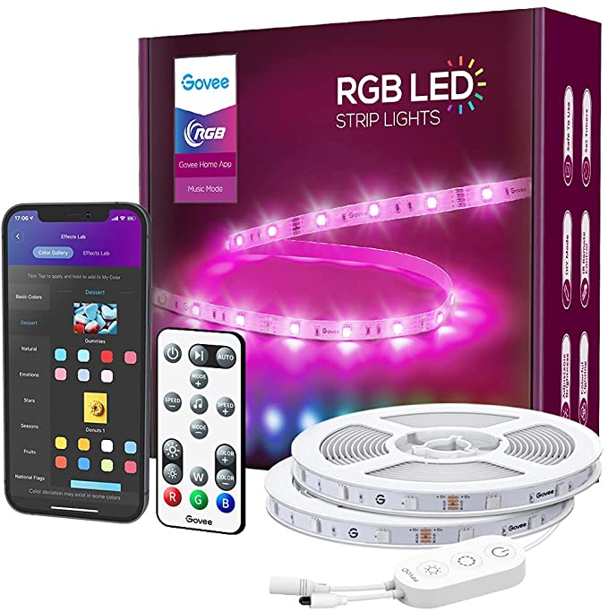 Govee Alexa LED Lights 15m, Smart WiFi RGB LED Strip Lights APP Control and Google Assistant Compatible, Music Sync Color Changing for Bedroom, Living Room, Home, Party, 2 Rolls of 7.5m