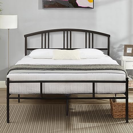 VECELO Full Bed Frame with Headboard and Footboard, 14 Inch Metal Platform Mattress Foundation, Sturdy Premium Steel Slat/No Box Spring Needed