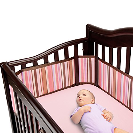 BreathableBaby Breathable Deluxe Mesh Crib Liner, Pink/Chocolate Stripe (Discontinued by Manufacturer)