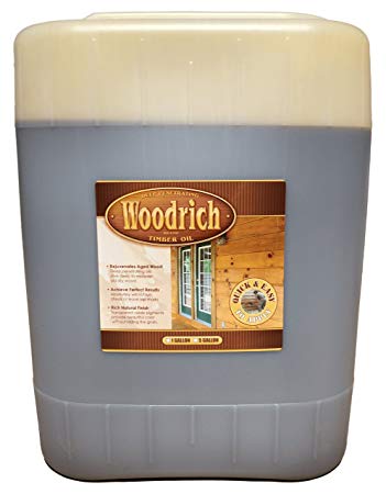 Timber Oil Deep Penetrating Stain for Wood Decks, Wood Fences, Wood Siding, and Log Cabins - 5 Gallon - Woodrich Brand - Covers up to 750 Square Feet - 100% Guaranteed - Easy to Use (Brown Sugar)