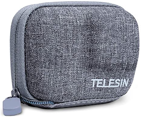 TELESIN Small Carry Case for GoPro Hero 9 Black, Pocket Size Protective Case Travel Bag with Half Open Zipper Supports Connecting with Go Pro 9 Selfie Stick and Tripod Accessories