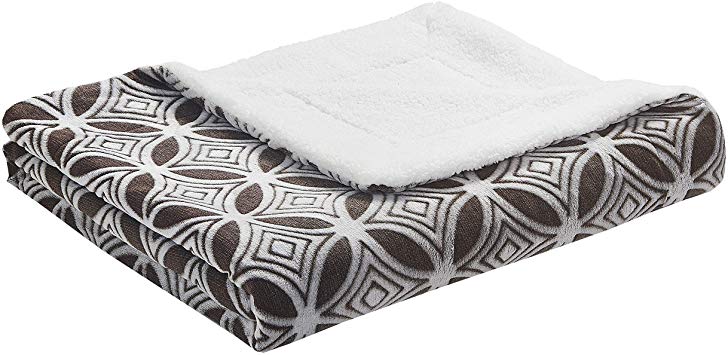 SOCHOW Sherpa Fleece Throw Blanket, Uragiri Geometric Pattern Double-Sided Super Soft Luxurious Plush Blanket 50 × 60 Inches, Brown