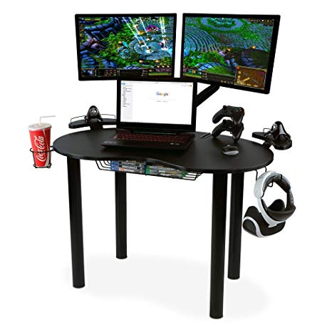 Atlantic 82050334 Space-Saving Gaming Desk Carbon Fiber Texture, Black
