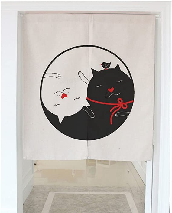 Zegoo Love Cats Pattern Door Curtain Japanese Noren Curtain Bedroom Curtain Doorway Curtain (31.5"x35.4")