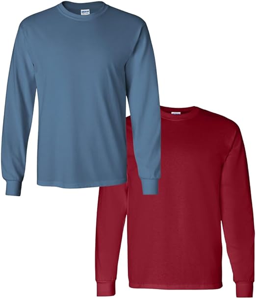 Gildan Adult Heavy Cotton Long Sleeve T-Shirt, Style G5400, 2-Pack