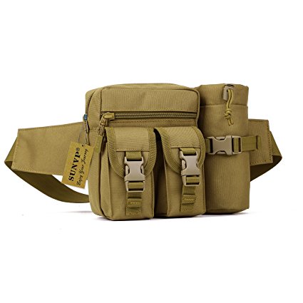 Protector Plus Tactical Waist Pack Pouch With Water Bottle Pocket Holder Waterproof Molle Fanny Hip Belt Bag