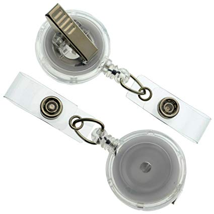 25 Pack - Clear Translucent Retractable ID Badge Reels with Alligator Swivel Clip by Specialist ID (Clear)