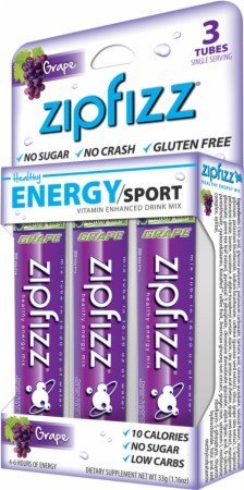 Zipfizz Grape Healthy Energy Mix with Vitamin B12 (Single Box with 3 Tubes 0.39oz Each) by Zipfizz