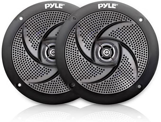 Low-Profile Waterproof Marine Speakers - 240W 6.5 Inch 2 Way 1 Pair Slim Style Waterproof and Weather Resistant Outdoor Audio Stereo Sound System, for Boat, Off-Road Vehicles - Pyle (Black)