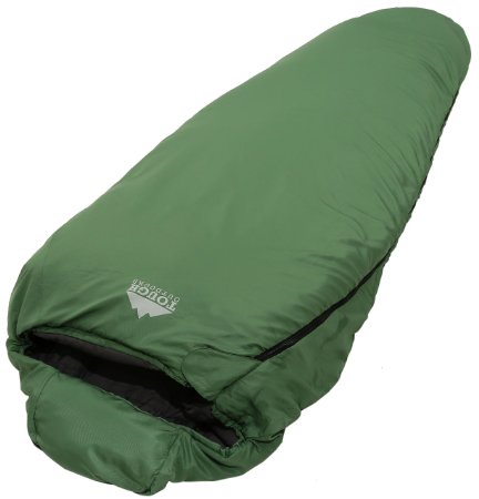 3 Season 50°F Mummy Sleeping Bag - Lightweight, Compact Mummy Bag with Comfort Temperature Range of 60°F . Comfortably Fits Most up to 6'6. Includes Compression Sack.