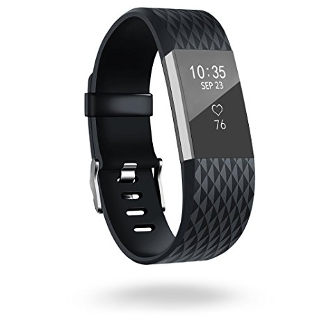 Fitbit Charge 2 Band,Silicone Sport Wristband with Secure Metal Buckle Clasp for Fitbit Charge 2 Replacement Wristbands