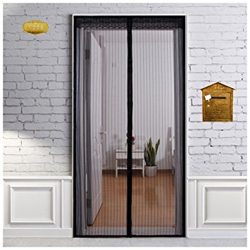 JungleArrow Magnetic Screen Door with Heavy Duty Mesh Curtain and Full Frame Velcro Fits Door Size up to 34"-82" Max- Black (3482)