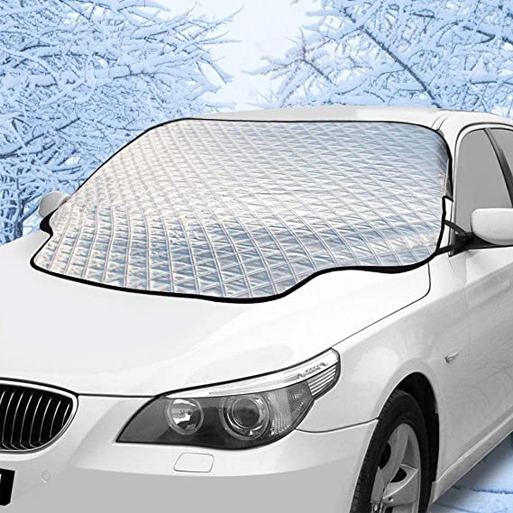 Mumu Sugar Car Windshield Snow Cover, Windshield Cover for Ice and Snow with Magnetic Edge, Thicker 4 Layers Defense Snow, Ice and Frost, Extra Large Windshield Winter Cover Fits Most Cars and SUV