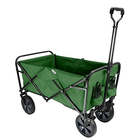 SortWise ® Collapsible Folding Wagon Beach Outdoor Wagon Utility Garden Shopping Cart, Green (Choose Color - Red / Blue / Green )