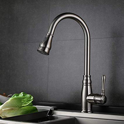 WATER'S GOOD Kitchen Faucet Brushed Nickel Single Handle Countertop Faucet with Pull Down Sprayer