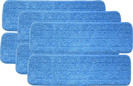Turkey Creek Essentials 6 Microfiber Mop Pads. Washable Commercial Quality, Replacement Refills for Velcro Style Flat Mops - Use Wet or Dry, 18" L X 5.5" W, 6Pk