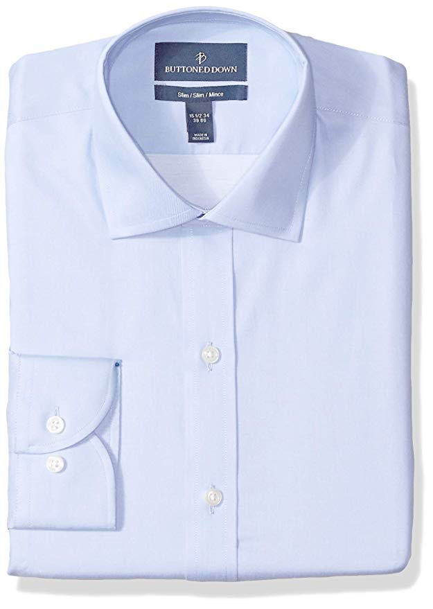 Amazon Brand - BUTTONED DOWN Men's Slim Fit Micro Twill Dress Shirt, Supima Cotton Non-Iron, Spread-Collar