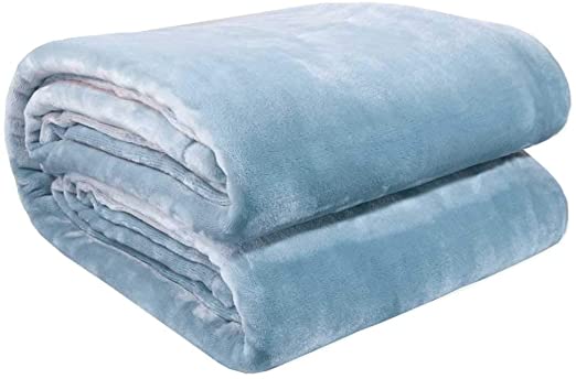 American Blanket Company, Luxurious Luster Loft Fleece Blanket, Soft and Warm Queen Blanket in Buxton Blue