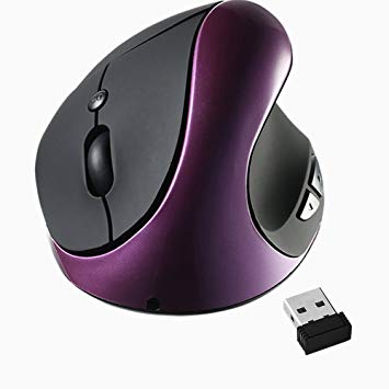 Rechargeable 2.4G Wireless Ergonomic Mouse - Tsmine Wireless Mouse Optical Ergonomic Mouse with USB Nano Receiver, 800/ 1200/ 1600 DPI for Notebook, PC, Laptop, Computer, Macbook - Purple