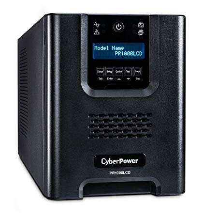 CyberPower PR1000LCD Smart App Sinewave UPS System, 1000VA/700W, 8 Outlets, AVR, Mini-Tower