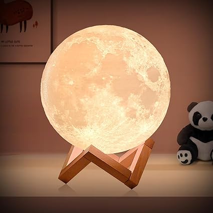 HOLA Moon Lamp 2023 Upgrade with Timing Moon Night Light for Adults Kids, Christmas Gifts for Girls Boys Women Men, Remote Touch Control and USB Rechargeable Wooden Stand